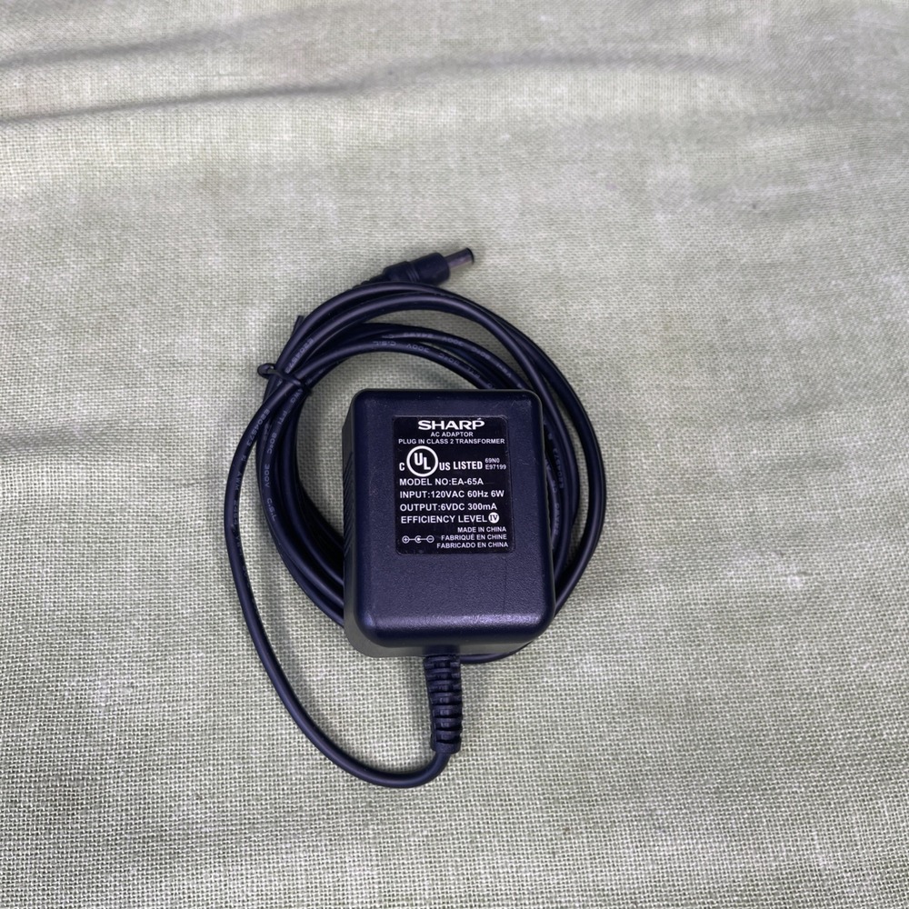 Sharp EA-65A 6V DC 300mA AC Adapter Power Supply OEM Class 2 Transformer